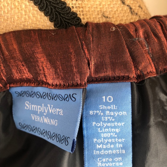 🍁 Simply Vera Sz10 Rust colored Taffeta A line Skirt - Picture 5 of 5